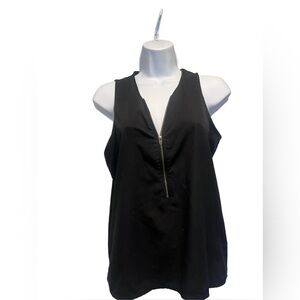 Banana Republic Black Sleeveless Zip-Front Top - Size: Small